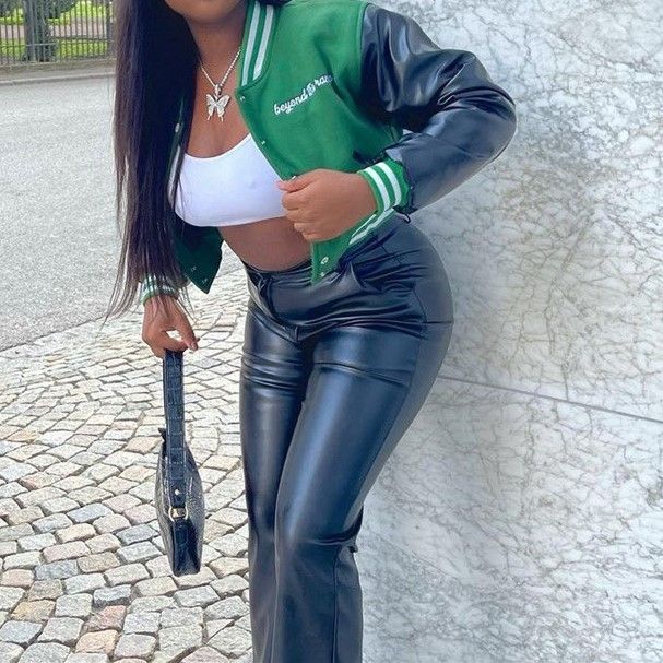 Emilyn - Lettering Cropped Baseballjack