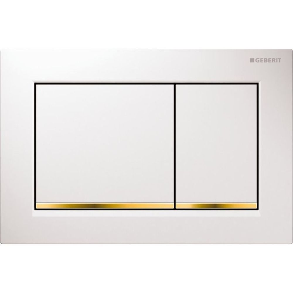 Geberit Omega 20 Square drukplaat glans wit met gouden knoprand