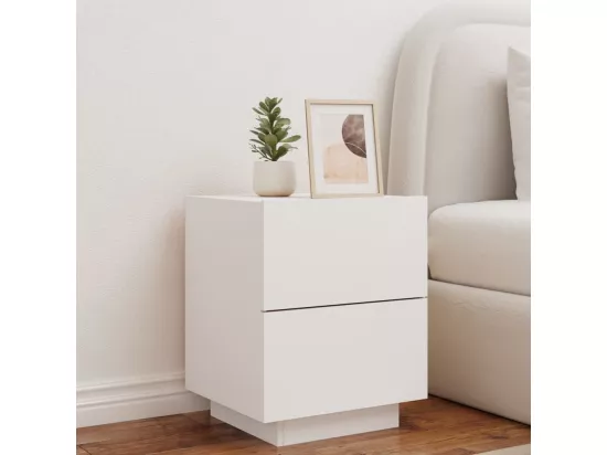 Armoire de chevet avec lumières LED blanc bois d'ingénierie