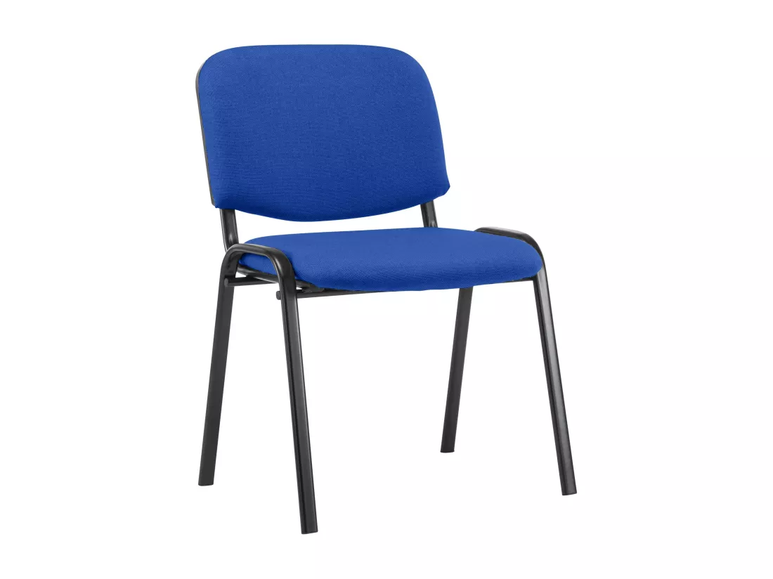 Chaise de conférence - Tissu & Métal noir mat - Bleu - Ken
