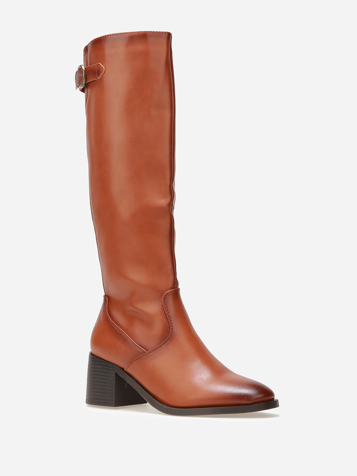 Bottes cavalières à sangle et boucle métallique- Camel
