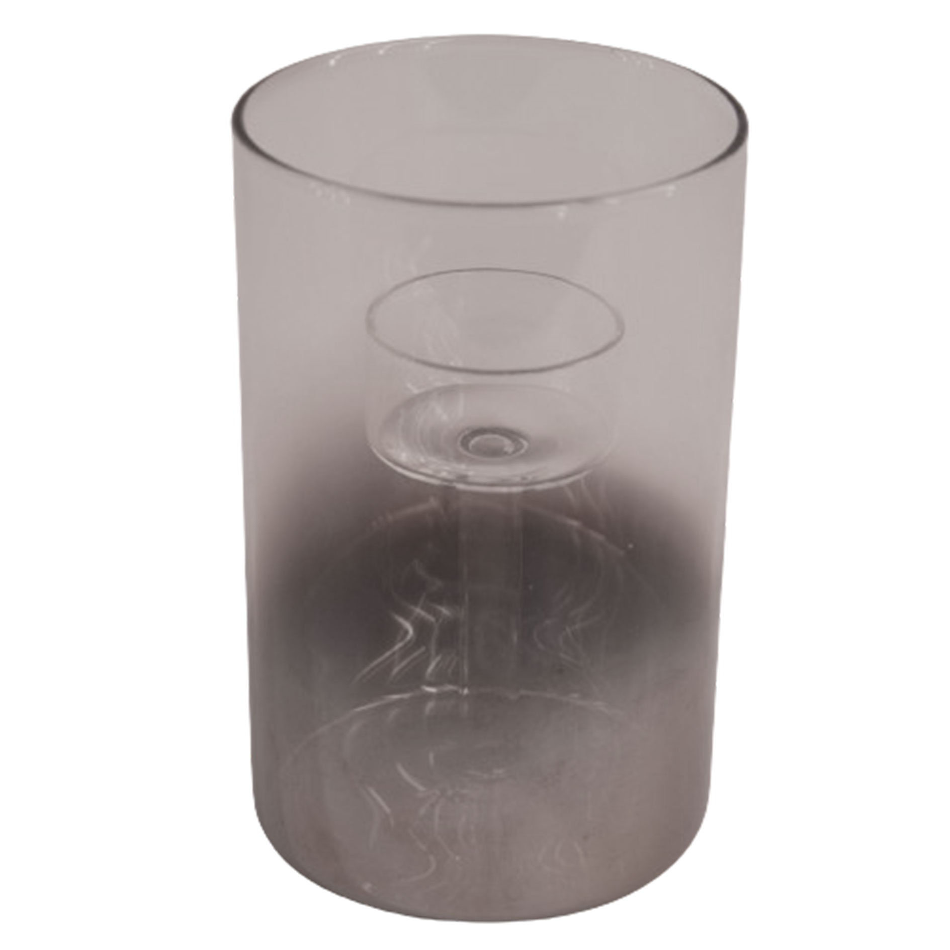 Glas mit Teelichthalter - silber - rund