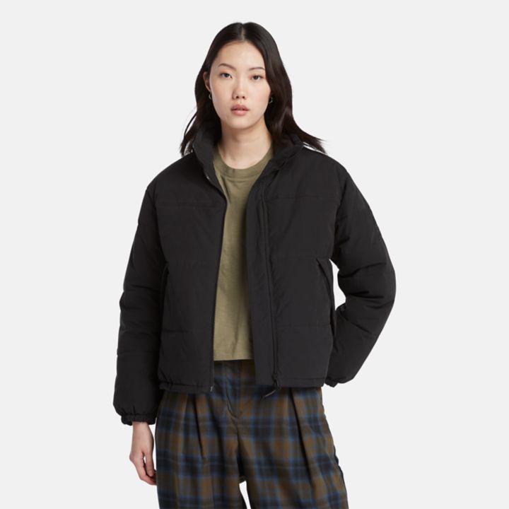 Jaqueta puffer Mountain Welsh feminina na cor preta.