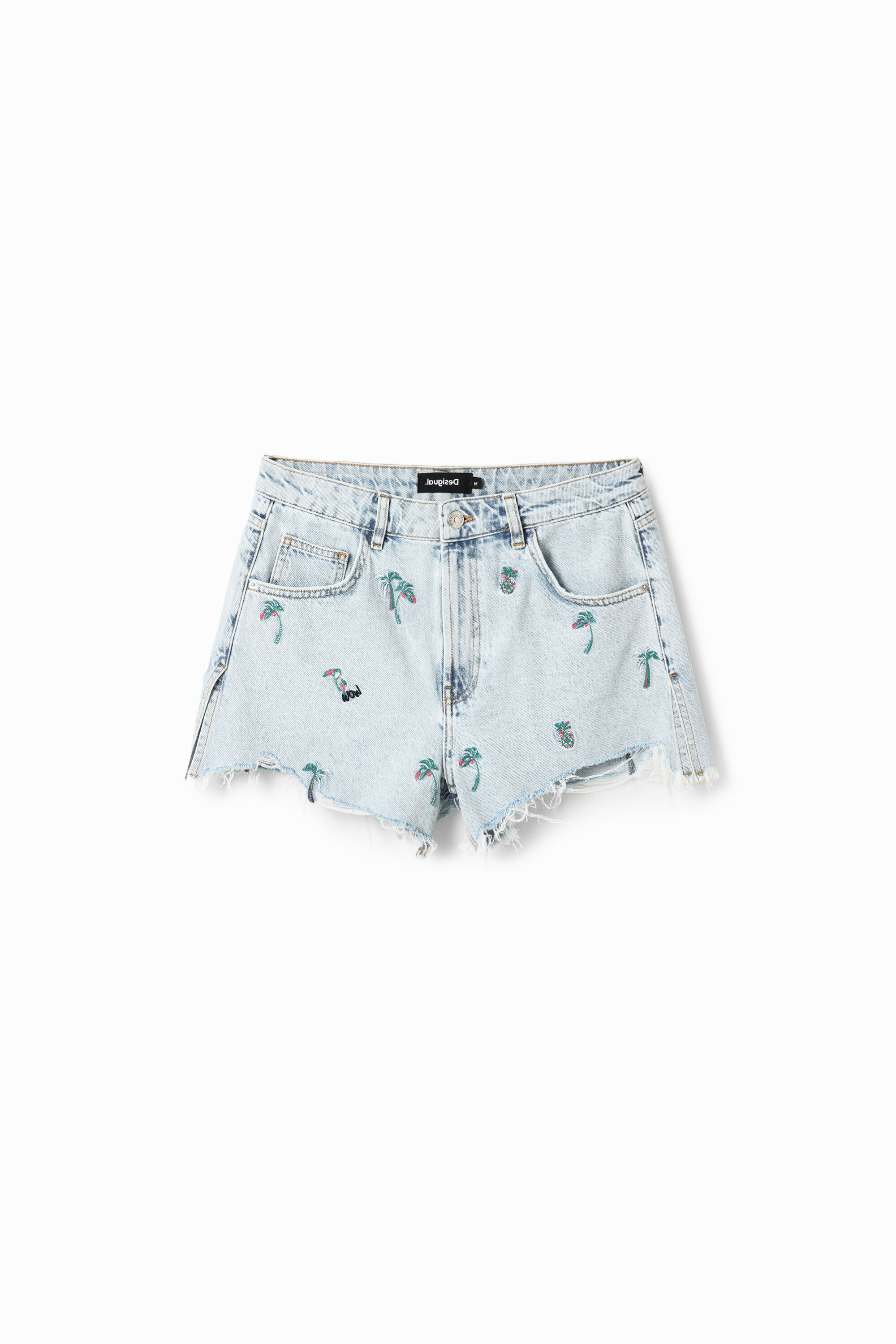 Short en jean brodé