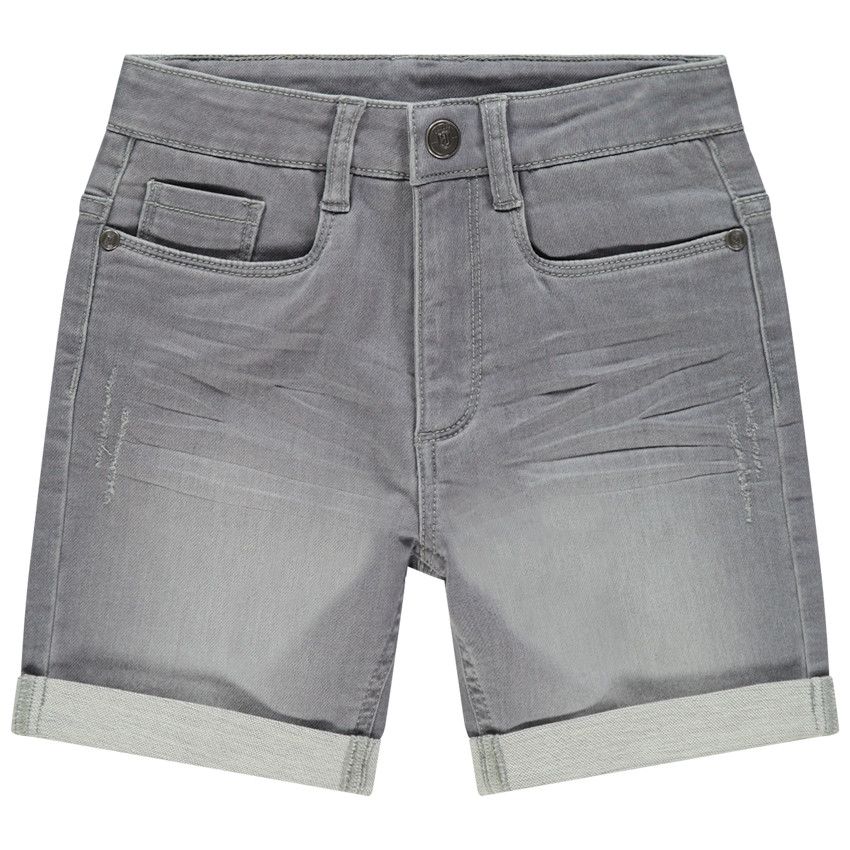 Bermuda en jean effet used - Gris chiné