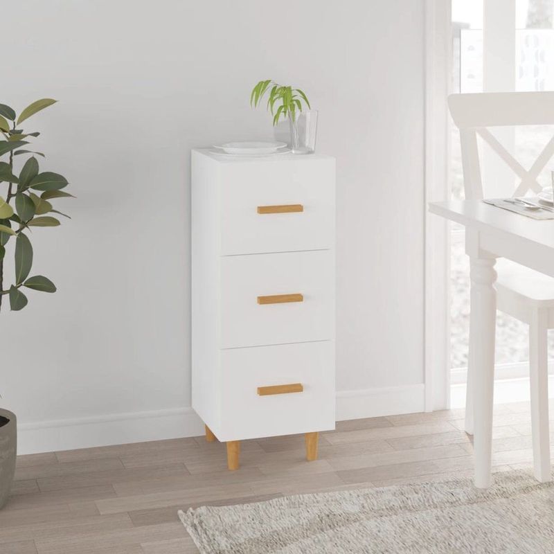 vidaXL - Dressoir - Wit - Bewerkte Hout - 3 Lades