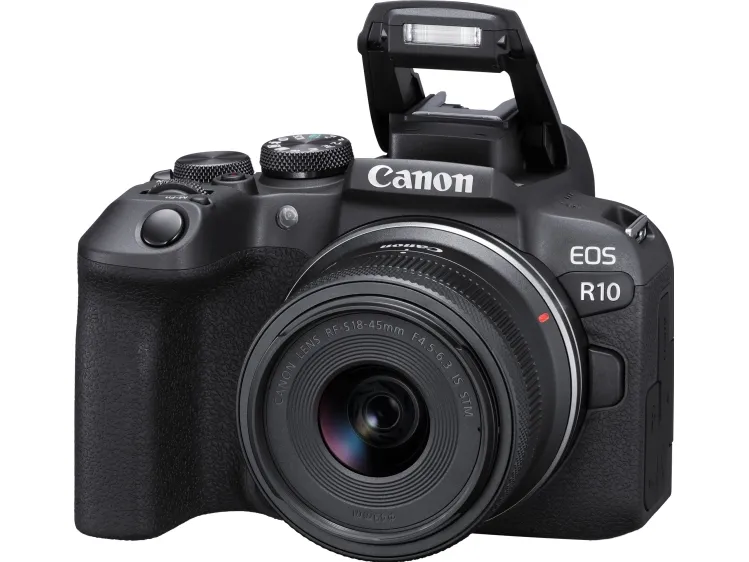 Canon EOS R10 - Digitalkamera - spejlløst - 24.2 MP - APS-C - 4K / 60 fps - 2.5x optisk zoom RF-S 18-45 mm F4.5-6.3 IS STM objektiv - Wi-Fi, Bluetooth - sort