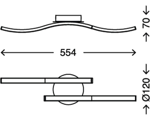LED plafondlamp 2x6W 480 lm 3000 KL 55,4 cm Go aluminium/wit