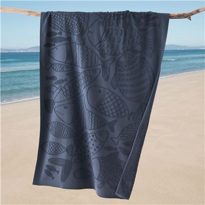 Fouta de plage motif poissons - BECQUET CRÉATION