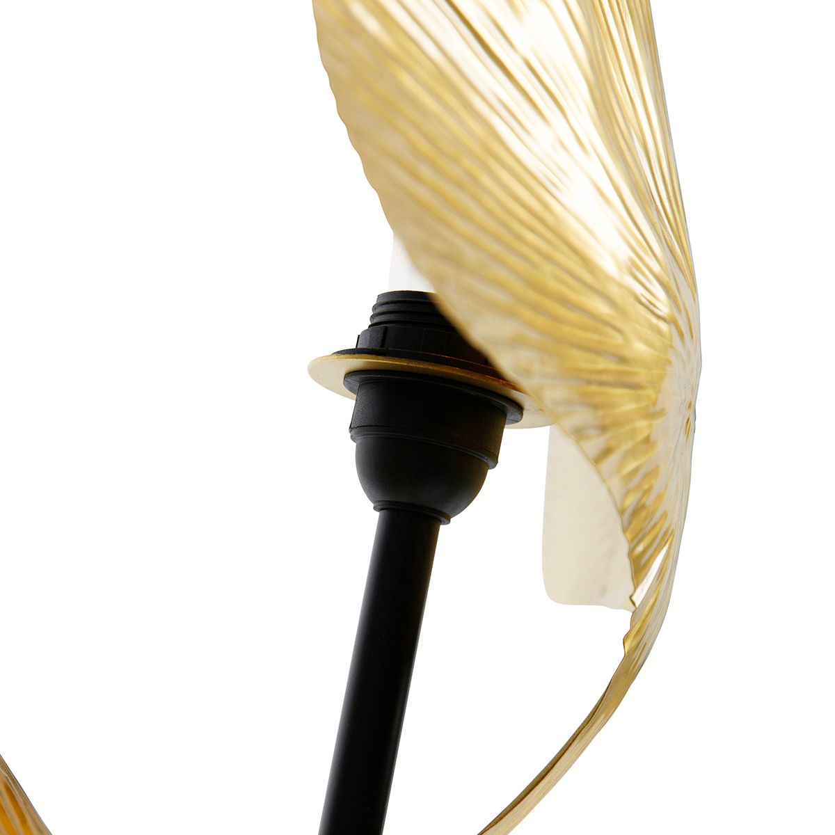 Oosterse vloerlamp messing met zwart 2-lichts - Louka
