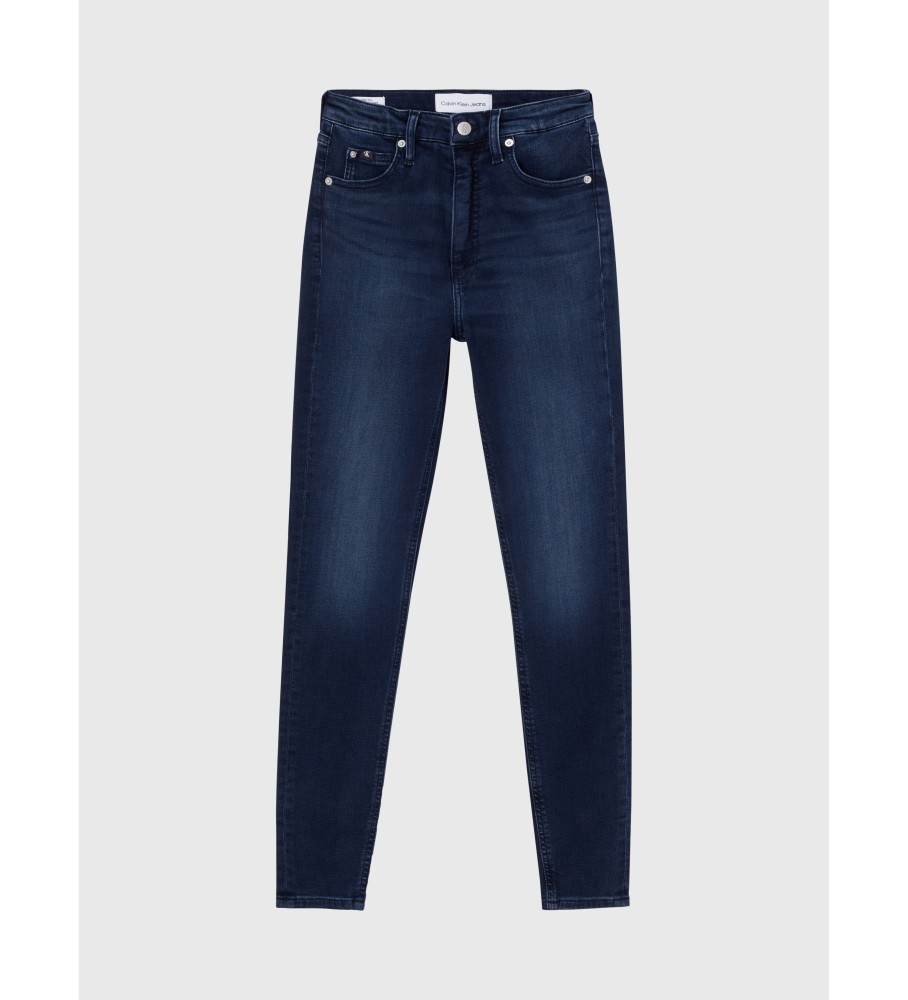 Calça jeans Calvin Klein de cintura alta, super skinny, corte reto, azul marinho