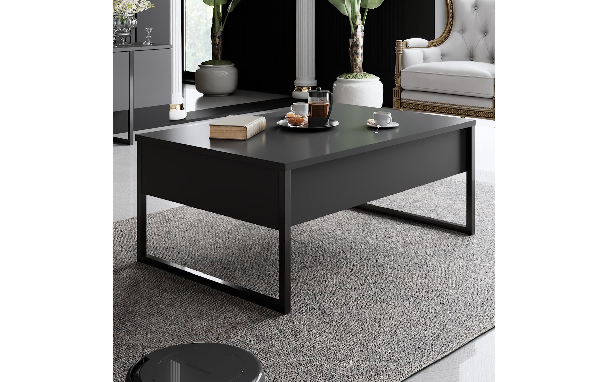 Couchtisch Luxe 90 x 60 x 40 cm, Schwarz<br>Wohnzimmertisch