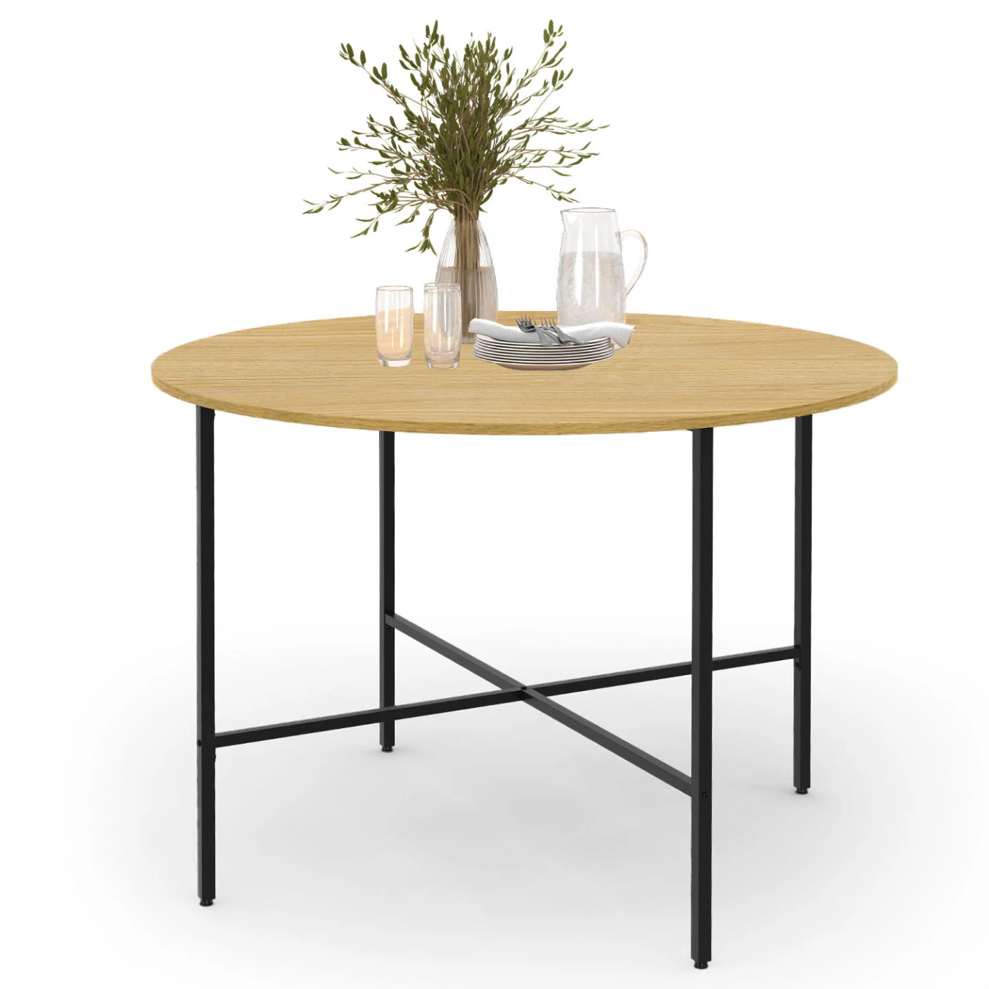 Table à manger ronde DETROIT 4 personnes design industriel 110 cm