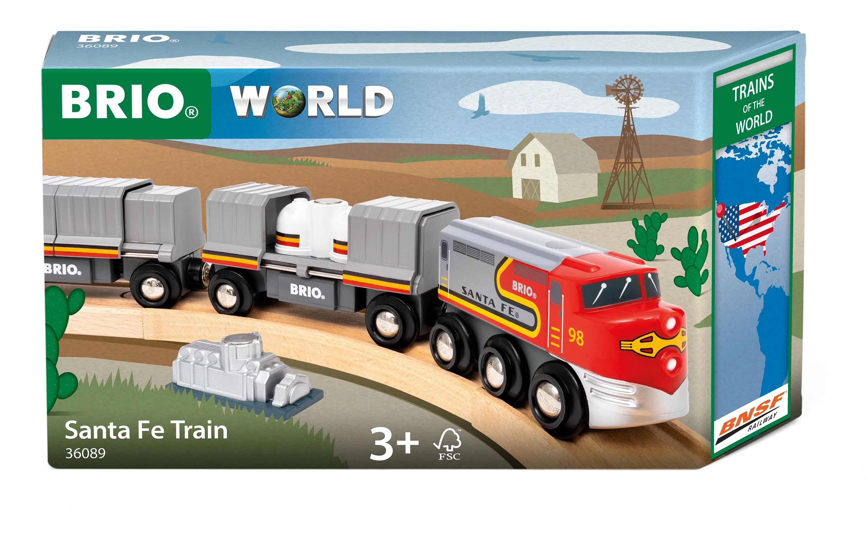 Eisenbahn Santa Fe TrainLokomotive mit zwei authentischen Güterwaggons