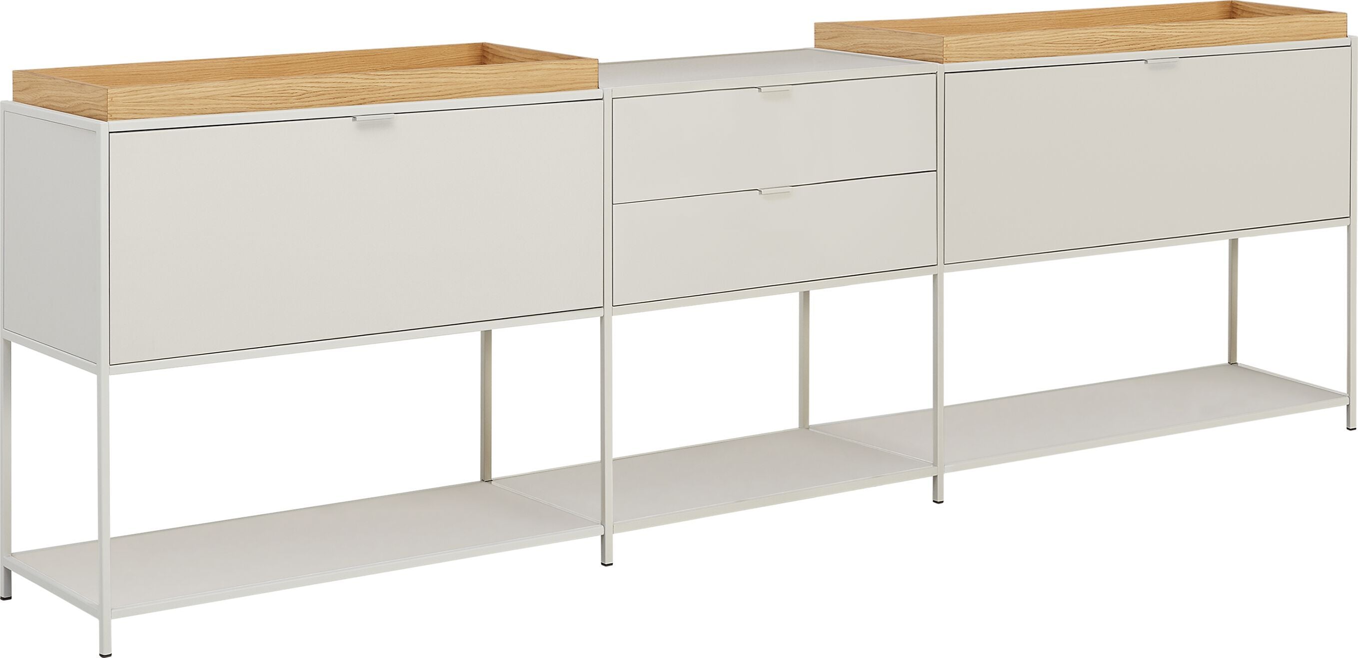 SEVEN Sideboard - Grau / Braun / B: 246.4 cm x T: 39.0 cm x H: 80.0 cm