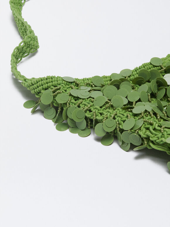 Bolsa de mão com miçangas e lantejoulas - Verde