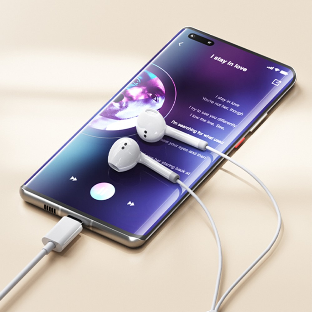 In-Ear Kopfhörer USB-C Anschluss mit Mikrofon und Lautstärkeregler - Weiss
