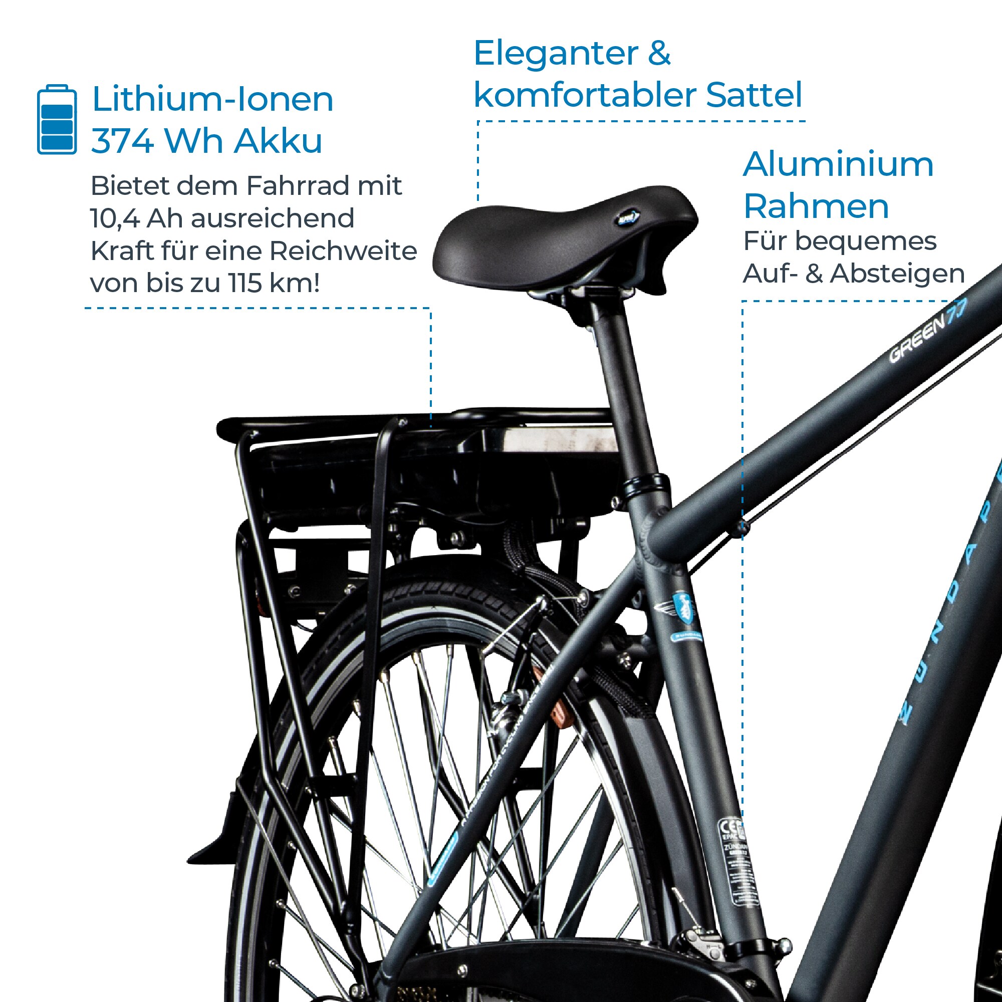 Zündapp Green 7.7 E-Bike Herren Trekkingrad 28 Zoll 155 - 185 cm mit 21 Gängen