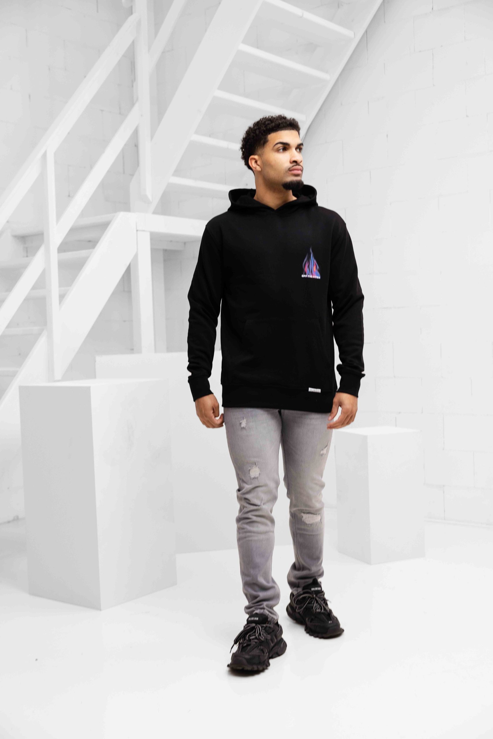 Off The Pitch Burning Flower Hoodie Heren Zwart