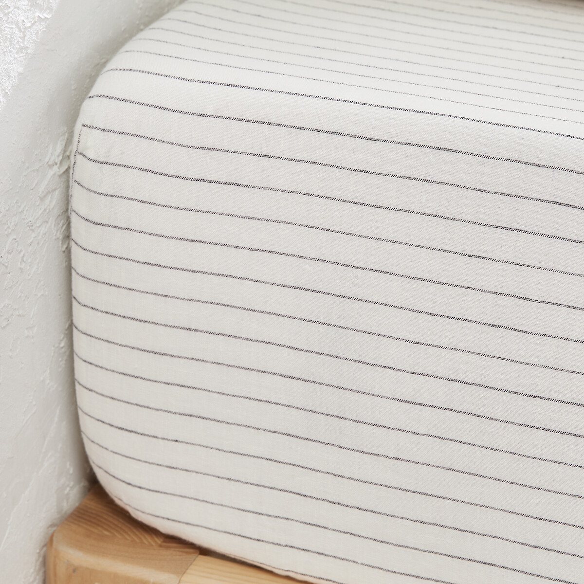 LA REDOUTE INTERIEURS<br>Lençol de linho lavado, listrado, dobrado 30 cm, Linot