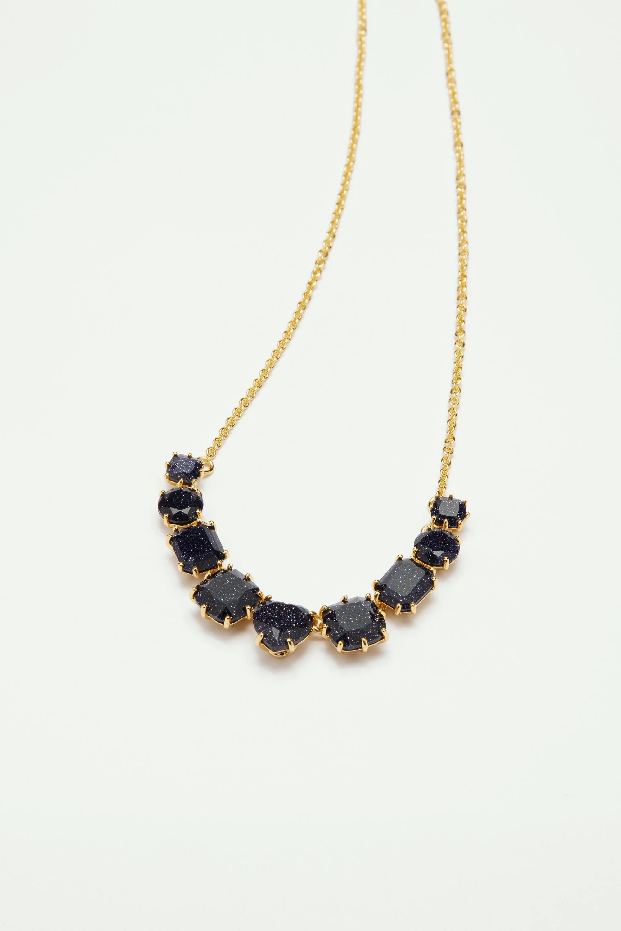 Collier fin 9 pierres la diamantine bleu nuit pailleté | Bleu