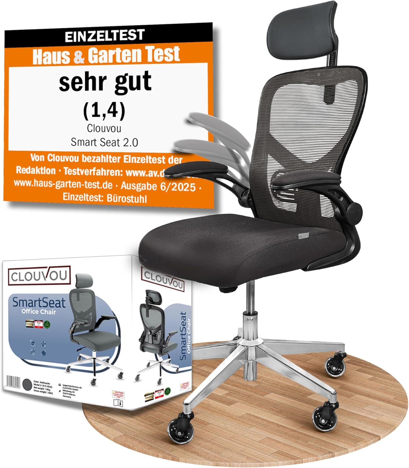 SmartSeat Bürostuhl Ergonomisch [TESTSIEGER] Schreibtischstuhl 100% individuell einstellbar | Büro Stuhl & Gaming Stuhl | Computerstuhl Home Office Chair Ergonomic | Drehstuhl 150 kg