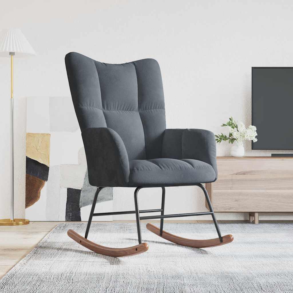 vidaXL Schommelstoel Donkergrijs Bekleed met Fluweel