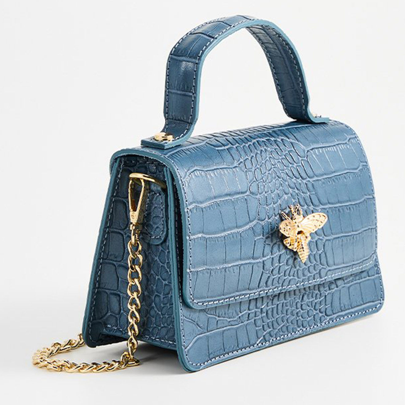 Christian Laurier Sac à main en Cuir croco Lily bleu - 19x11x7.5 cm
