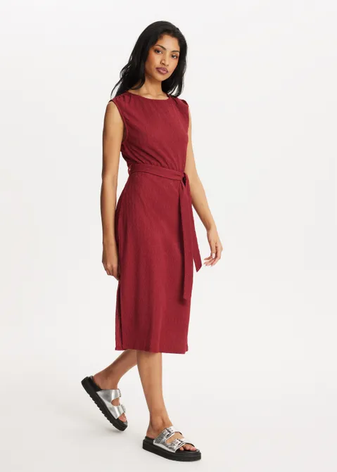 Maxi jurk met structuur rood (ROO.D)