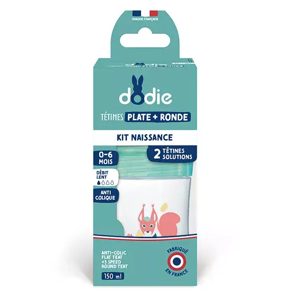 Kit de mamadeira anticólica Dodie para recém-nascido com 2 bicos, 150ml