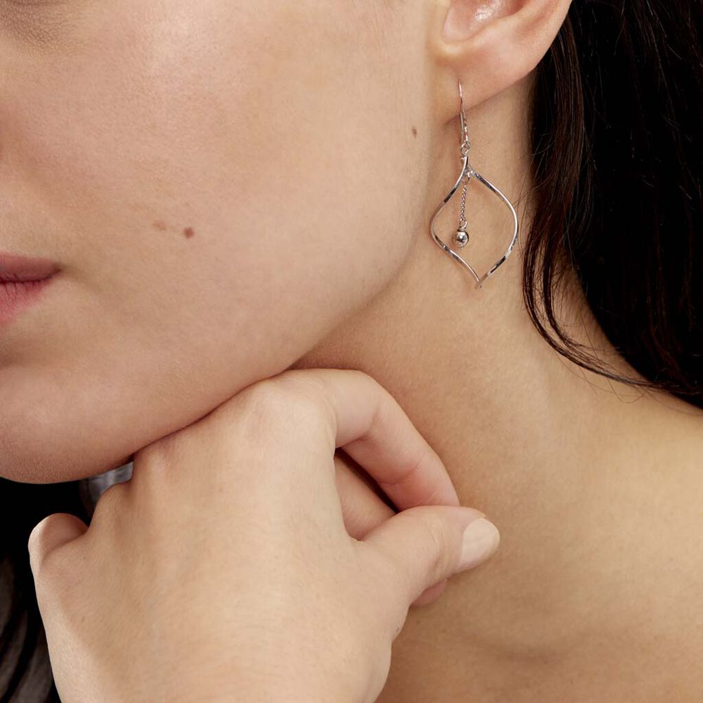 Boucles D'oreilles Pendantes Melaine Argent Blanc
