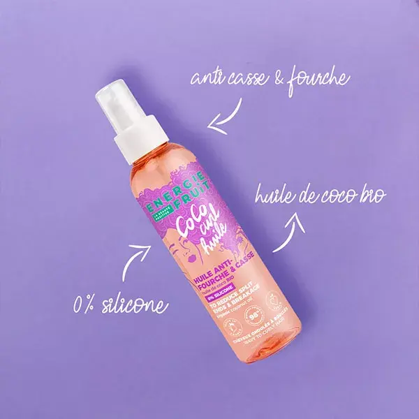Óleo para estilizar cabelo Energie Fruit, óleo de coco e karité, 150ml