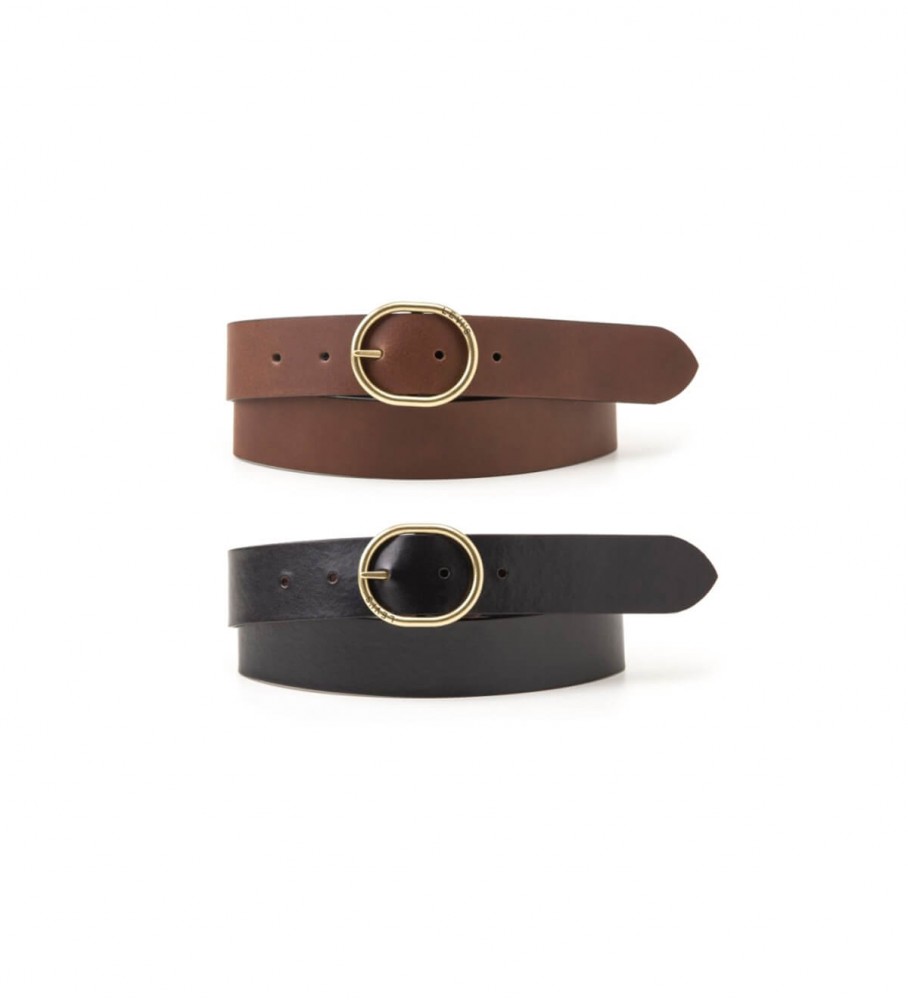 Cinto reversível de couro Levi's Arletha marrom