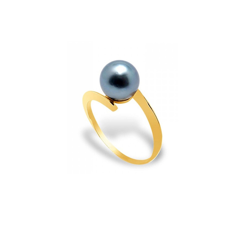 Bague Jonc Perle de Tahiti et Or jaune 375/1000