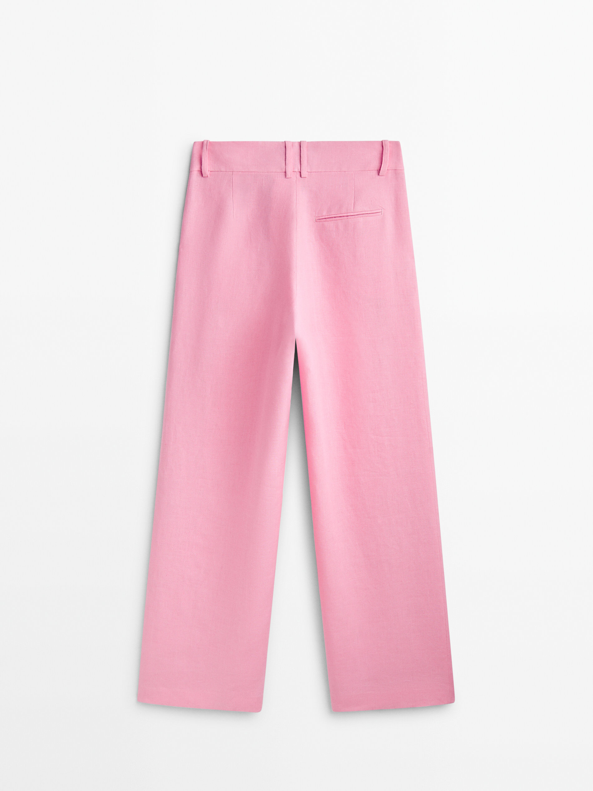 Calças de linho com zíper - Studio - PINK