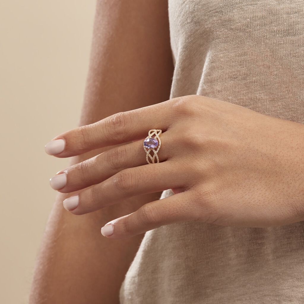 Bague Tina Or Jaune Amethyste Et Oxyde De Zirconium