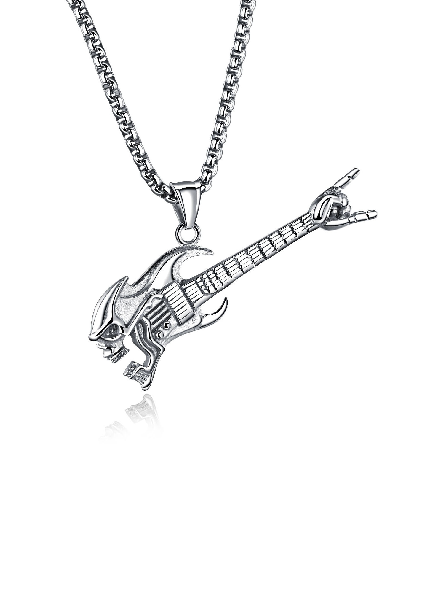 Firetti Kette mit Anhänger »Schmuck Geschenk Gitarre, Totenkopf, sturkturiert, teilw. geschwärzt«