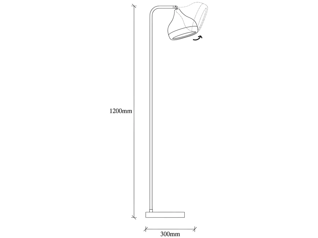 Lampadaire en métal à abat-jour orientable - H. 120 cm - Noir et cuivré - YILDO