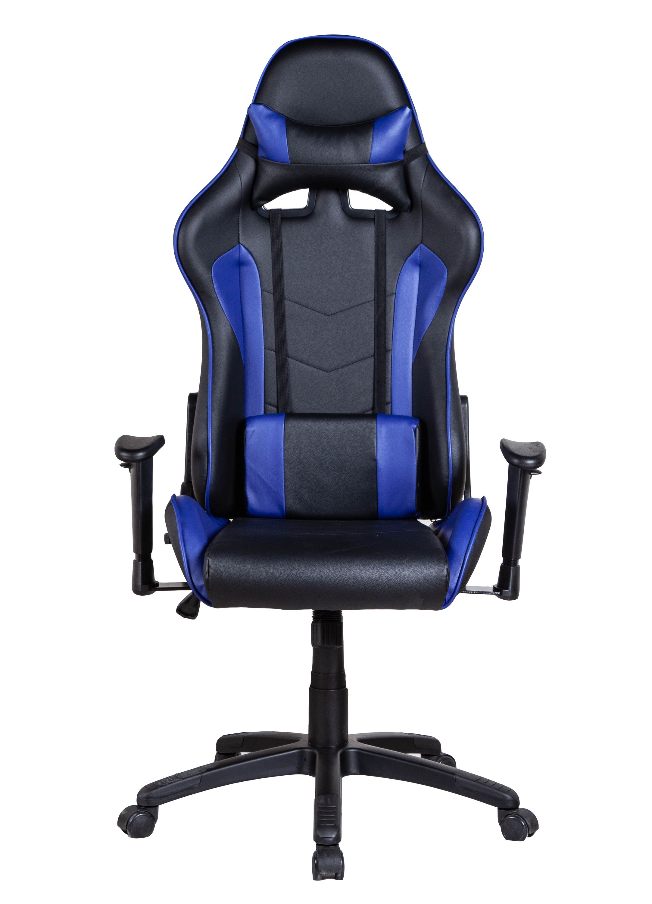 Gamingstuhl Bürostuhl Leder LIMITLESS schwarz/blau