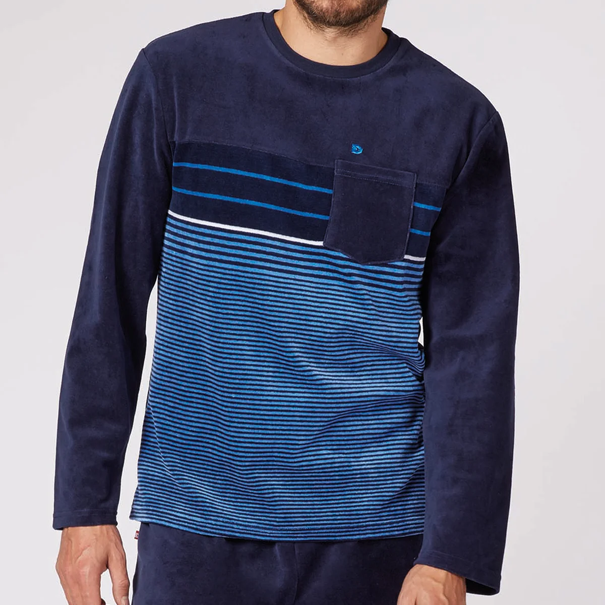 Pyjama homme BONJOUR marine rayé/marine