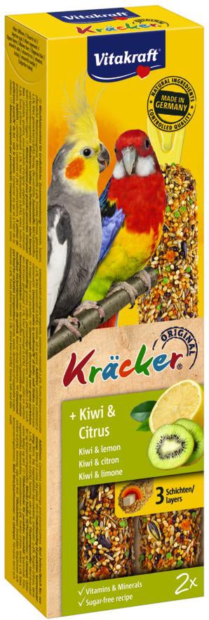 Vitakraft vogelsnack Kräcker valkparkiet kiwi en citrus 2 stuks