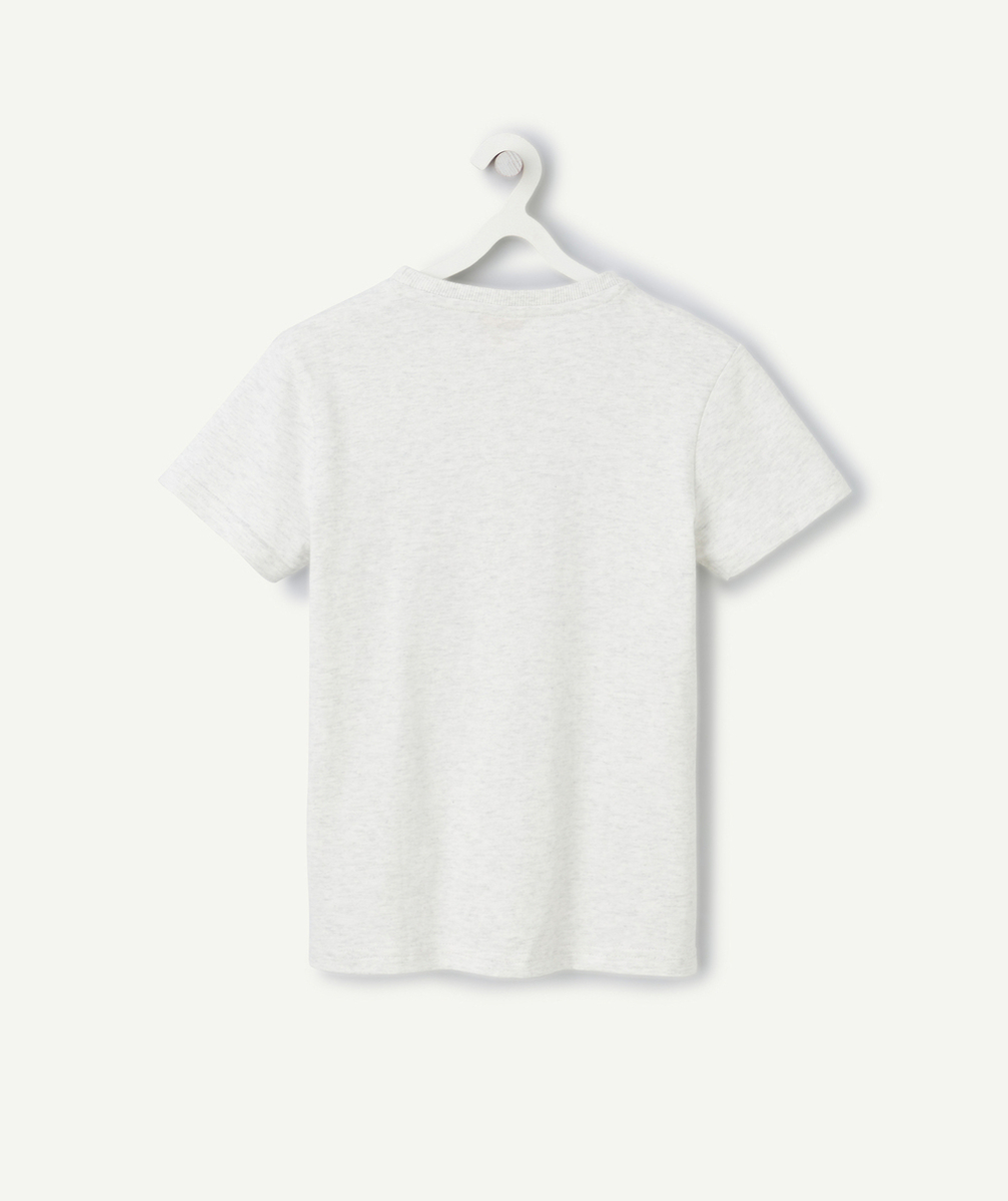 t-shirt garçon en coton bio gris chiné motif surf brodé