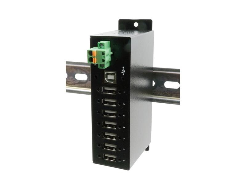 Exsys USB-Hub EX-1179HMVS 7-Port USB 2.0-Hub mit DIN-Rail-kompatiblem Metallgehäuse