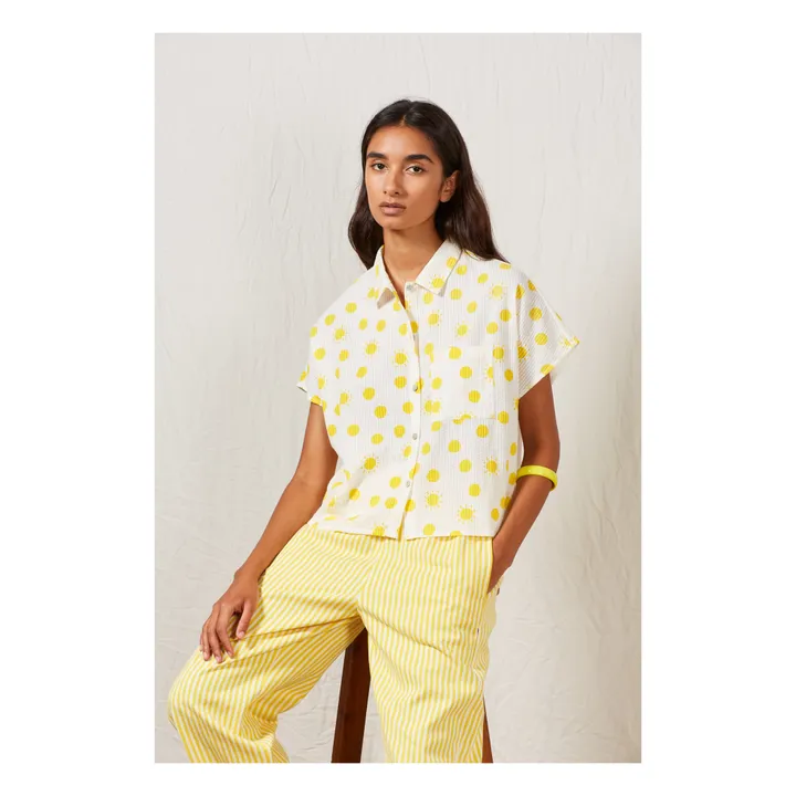 a.p Chemise Floral Seersucker Coton Bio | Ecru