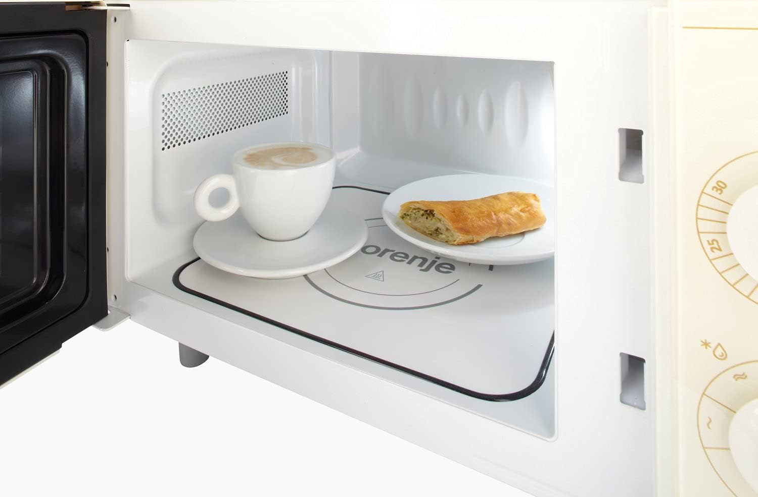 Gorenje MO 4250 CLI Stand-Mikrowelle mit Grillfunktion / 700 W / Garraum 20 L / elfenbein / Classico Collection, Beige