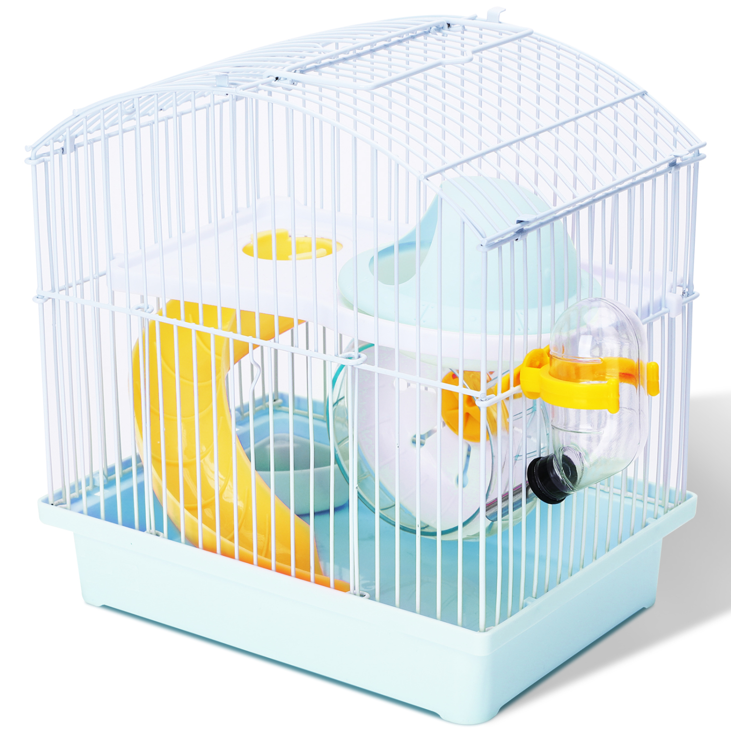 Nobleza - Gaiola para Hamster, Casinha para Pequenos Animais com 2 Andares, Roda, Bebedouro e Comedouro, C23*L17*A24CM (Azul)