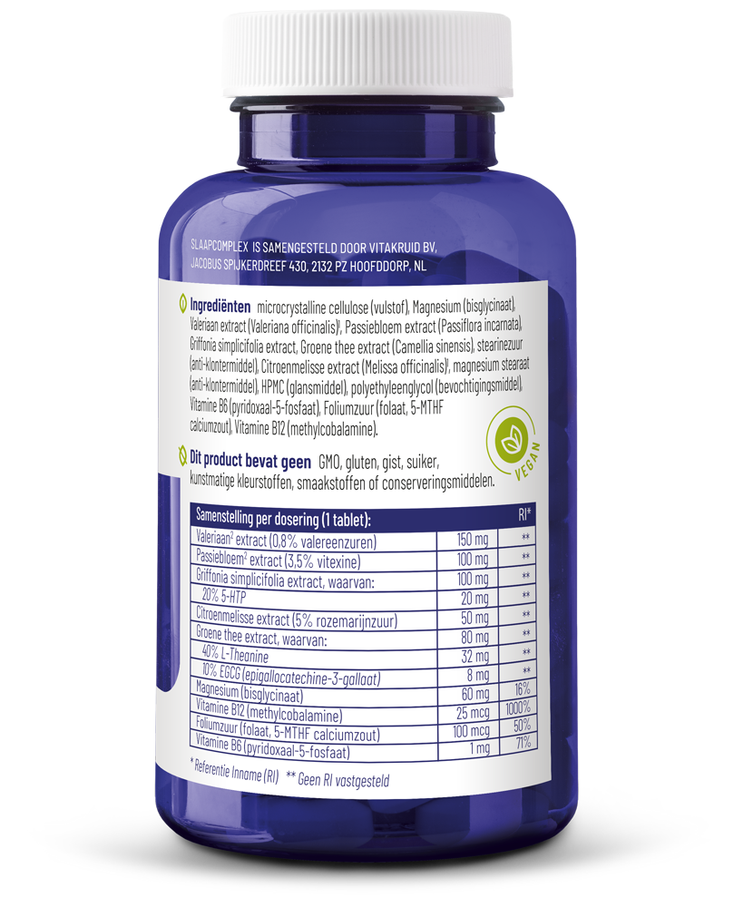 Vitakruid Slaapcomplex Oa Valeriaan Magnesium Bisglycinaat (90 Tabletten)