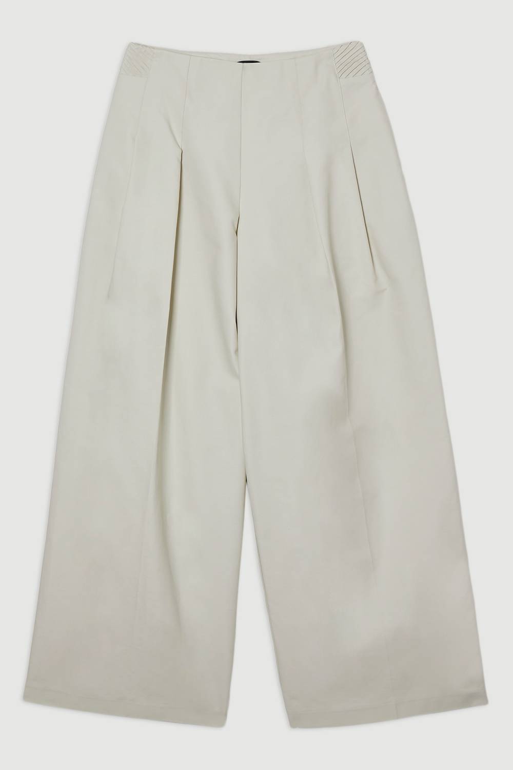 KarenMillen Collection Archive – Pantalon Tailleur en Coton Pintuck Grosgrain à Jambe Large