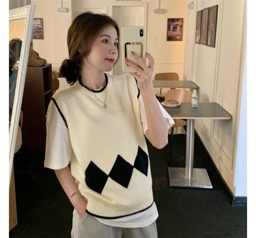 FR - Argyle Print Trui Vest