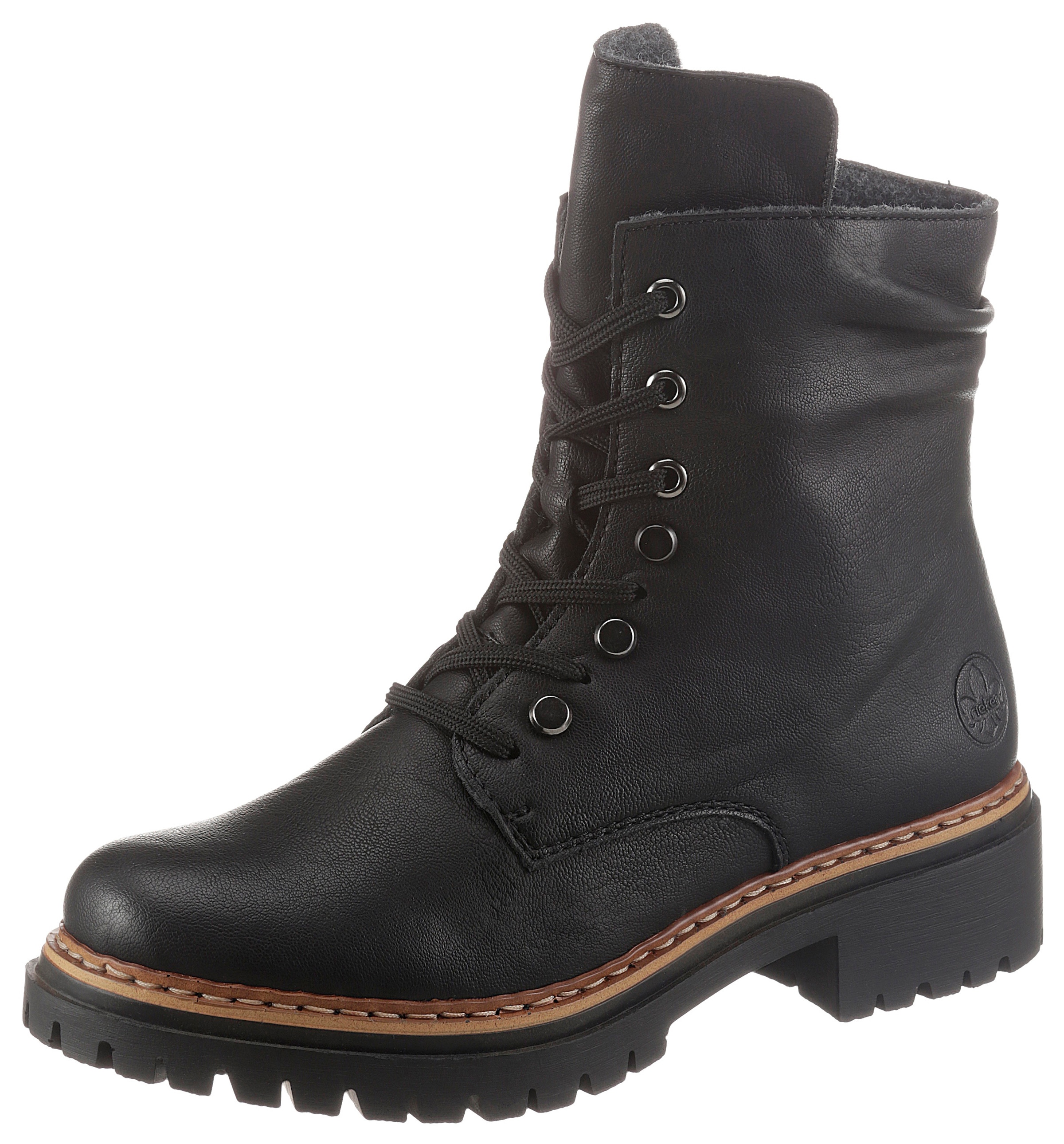 Rieker Schnürboots  , Stiefelette, Profilsohle, Blockabsatz, mit lässiger Schnürung